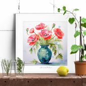 Red Poppies Wasserfarbe Angebotsbestätigung Drucke