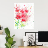 Red Poppies Watercolor Abstrakt Poster (Heimbüro)