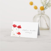 Red Poppies Watercolor Poppy Floral Wedding Platzkarte (Rückseite)