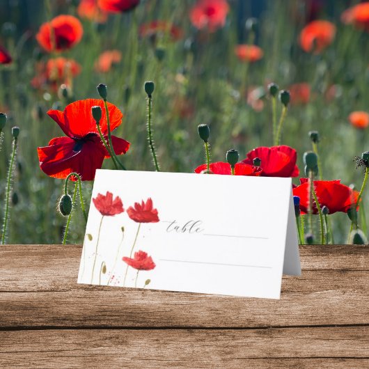 Red Poppies Watercolor Poppy Floral Wedding Platzkarte