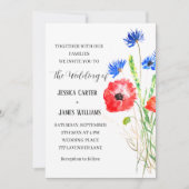 Red Poppies Watercolor Rustikale Hochzeit Einladung (Vorderseite)