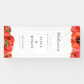 Red Poppies Watercolor Welcome to our Wedding Banner (Horizontal)