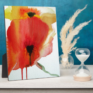 Red Poppies watercolour modern floral art Fotoplatte