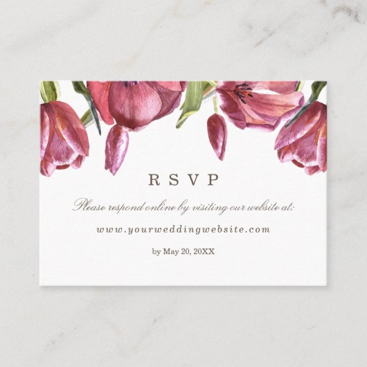 Red Poppies Wedding RSVP Online Website Visitenkarte (Vorderseite)