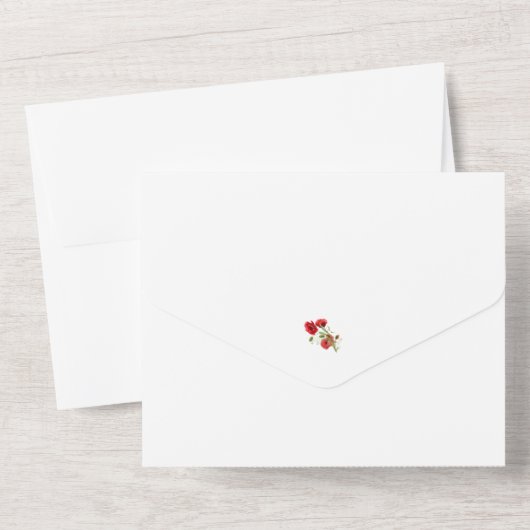 Red Poppies White Two Wedge All in One All In One Einladung (Rückseite)