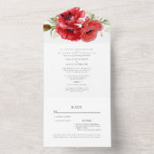 Red Poppies White Two Wedge All in One Einladung (Innen)
