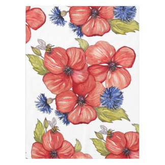 Red Poppy and Blue Cornflower Watercolor Tischdecke