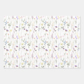 Red Poppy And Green Leaves Purple Flowers Patterns Geschenkpapier Set (Vorderseite 3)