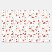 Red Poppy And Green Leaves Purple Flowers Patterns Geschenkpapier Set (Vorderseite)