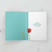 Red Poppy aquamarin Mother Day Card Karte (Innenseite)