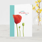 Red Poppy aquamarin Mother Day Card Karte (Gelbe Blume)