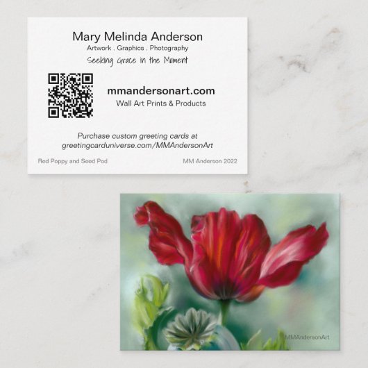 Red Poppy Art 2022 Visitenkarte (Vorne/Hinten)