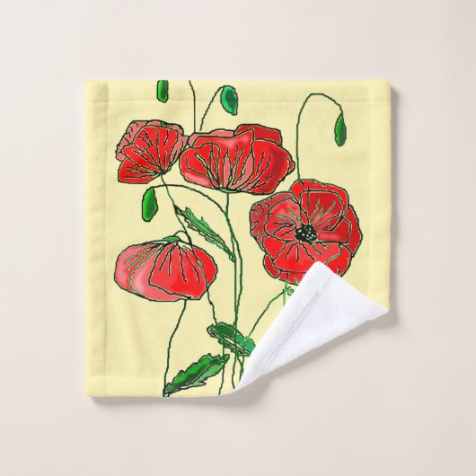 Red Poppy Art Badhandtuch Set (Waschlappen)