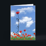 Red Poppy Birthday for Friend Karte<br><div class="desc">Roter Mohn Blume in grünem Gras mit blauem Himmelshintergrund zum Geburtstag eines Freundes</div>