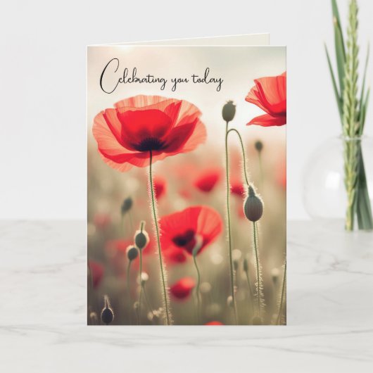 Red Poppy Birthday Karte (Vorderseite)