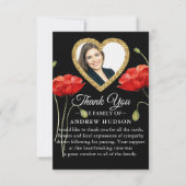 Red Poppy Black Modern Beerdigung Danke Karte (Vorderseite)