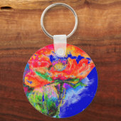 Red Poppy - blauer Hintergrund Schlüsselanhänger (Vorderseite)