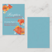 Red Poppy Blue Wedding Reception Begleitkarte (Vorne/Hinten)