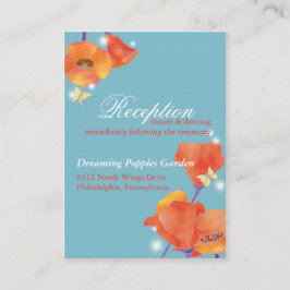 Red Poppy Blue Wedding Reception Begleitkarte