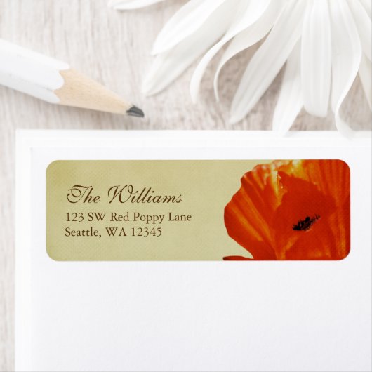 Red Poppy Blume Blossom Custom Address Label (Insitu)