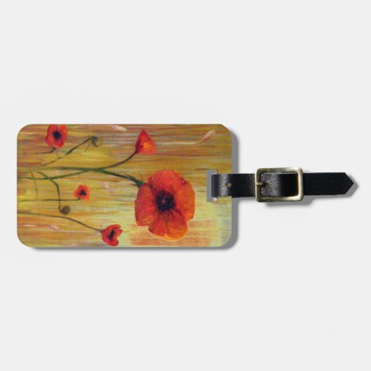 Red Poppy Blume Custom Gepäckanhänger (Vorderseite horizontal)