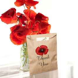 Red Poppy Blume Elegant Danke Kraft Geschenktütchen