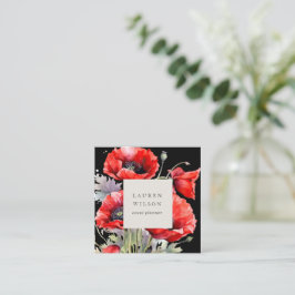 Red Poppy Blume Elegante Visitenkarte