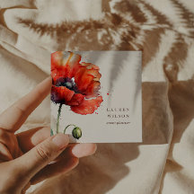 Red Poppy Blume Elegante Visitenkarte