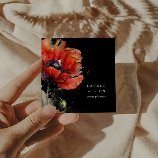 Red Poppy Blume Elegante Visitenkarte