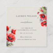 Red Poppy Blume Elegante Visitenkarte (Rückseite)