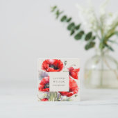 Red Poppy Blume Elegante Visitenkarte (Stehend Vorderseite)