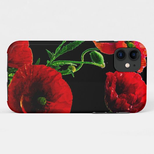 Red Poppy Blume Frühjahr Sommergarten Schwarz Case-Mate iPhone Hülle (Rückseite (Horizontal))