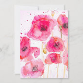 Red Poppy Blume Hochzeit Einladung Wasserfarbe (Rückseite)
