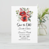 Red Poppy Blume Hochzeit speichern das Datum Save The Date (Stehend Vorderseite)