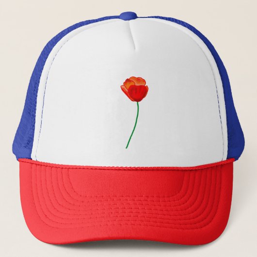 Red Poppy Blume Illustration Truckerkappe (Vorderseite)