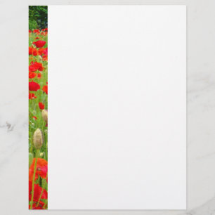 Red Poppy Blume Letterhead Custom Poppies