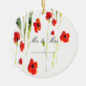 Red Poppy Blume Mr & Mrs. Keramik Ornament (Vorne)