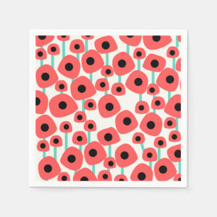 Red Poppy Blume Paper Napkins Serviette