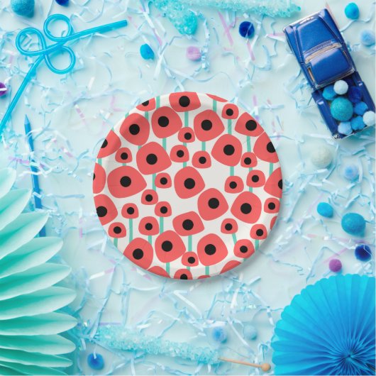 Red Poppy Blume Paper Teller (Party)