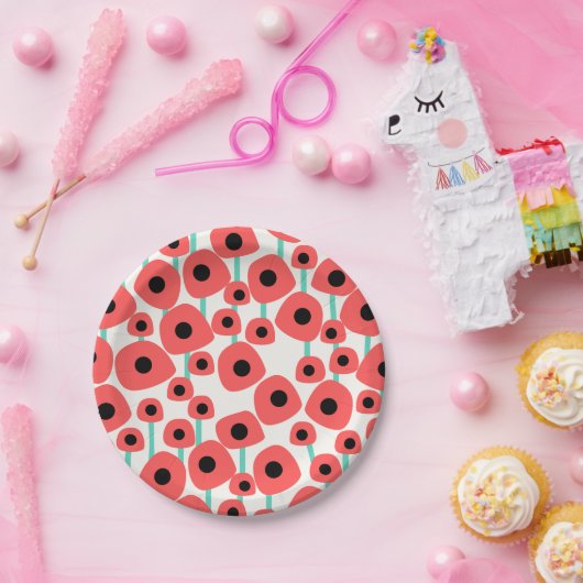 Red Poppy Blume Paper Teller (Party)