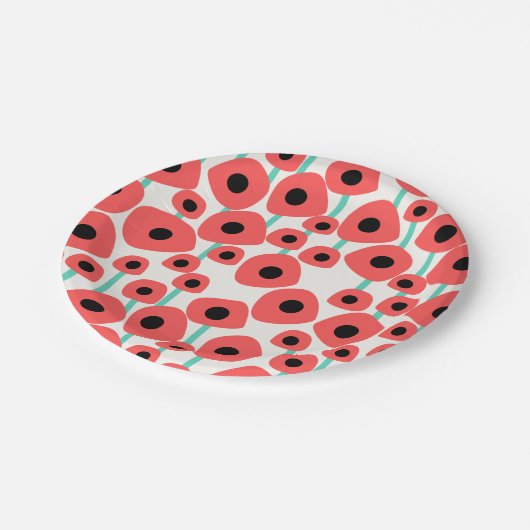 Red Poppy Blume Paper Teller (Schrägansicht)