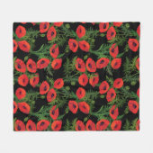 Red Poppy Blume Pattern Fleecedecke (Vorderseite (Horizontal))
