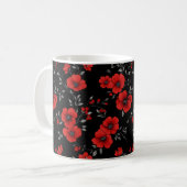 Red Poppy Blume Pattern Kaffeetasse (Vorderseite Links)