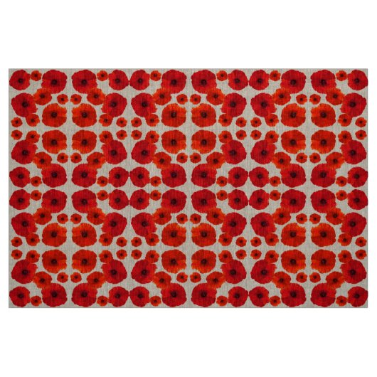 Red Poppy Blume Pattern Stoff (Fat Quarter (45,7 x 55,9 cm))