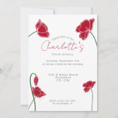 Red Poppy Blume Personalisiertes Party Einladung (Vorderseite)