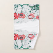 Red Poppy Blume Poppies Sketch Badhandtuch Set (Handtuch)