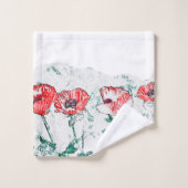 Red Poppy Blume Poppies Sketch Badhandtuch Set (Waschlappen)