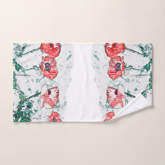 Red Poppy Blume Poppies Sketch Badhandtuch Set (Handtuch)