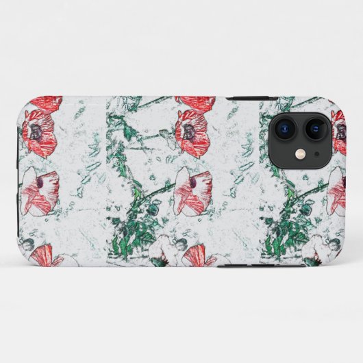 Red Poppy Blume Poppies Sketch Case-Mate iPhone Hülle (Rückseite (Horizontal))