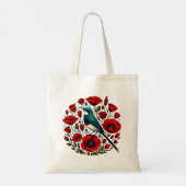 Red Poppy Blume Poppies Sunbird Abstrakt Artwork Tragetasche (Rückseite)